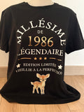 T-shirt personnalisé millésime et date de naissance