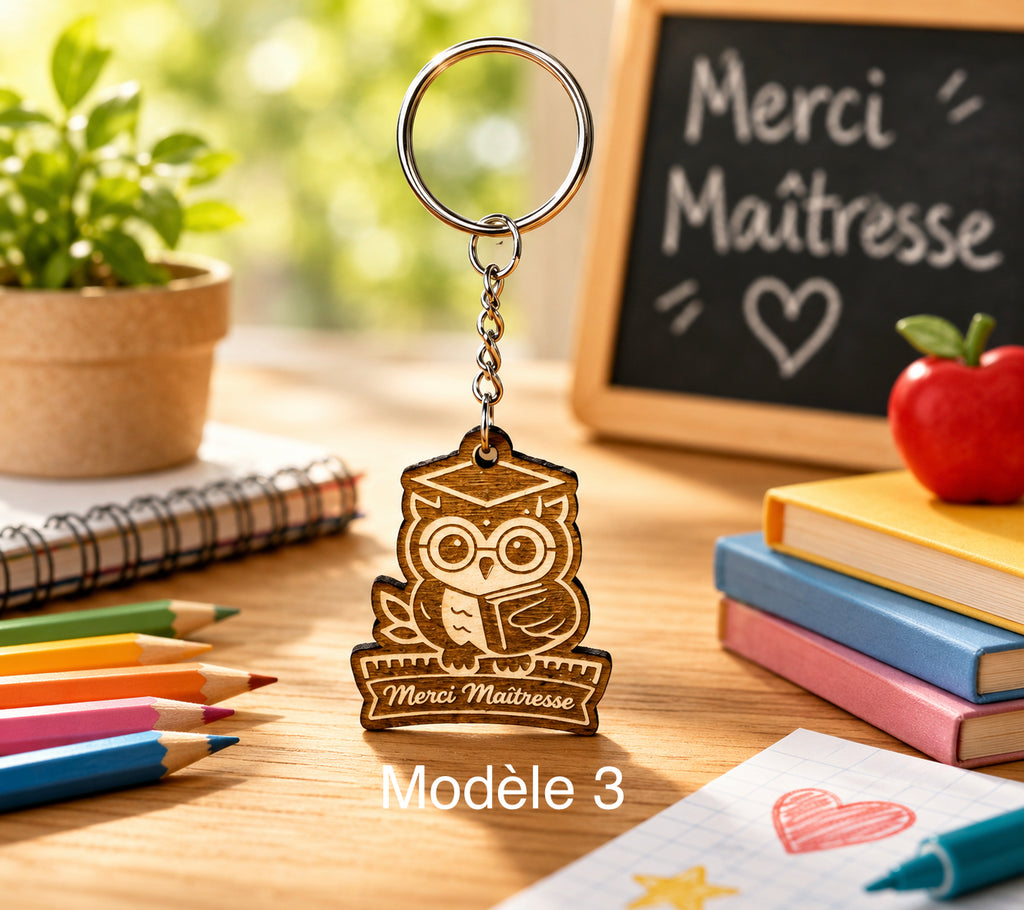 Porte clé personnalisé, cadeau de fin d’année, maîtresse, Atsem, prénom
