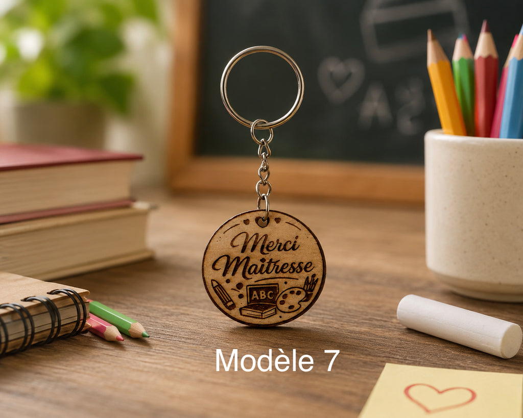 Porte clé personnalisé, cadeau de fin d’année, maîtresse, Atsem, prénom