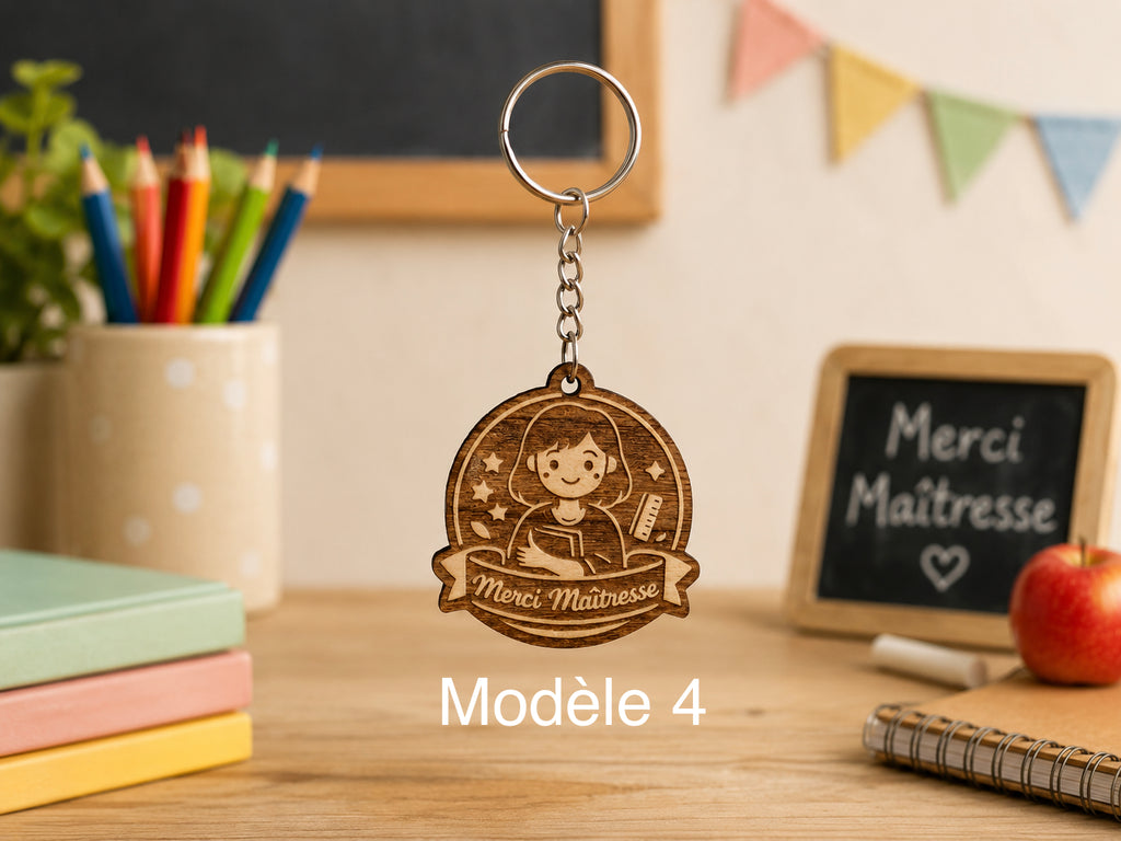 Porte clé personnalisé, cadeau de fin d’année, maîtresse, Atsem, prénom