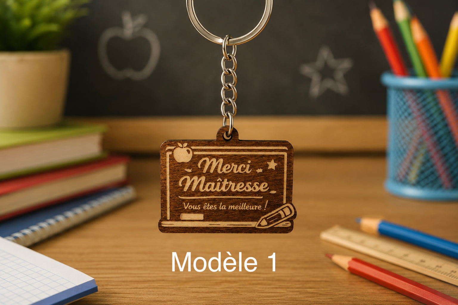 Porte clé personnalisé, cadeau de fin d’année, maîtresse, Atsem, prénom