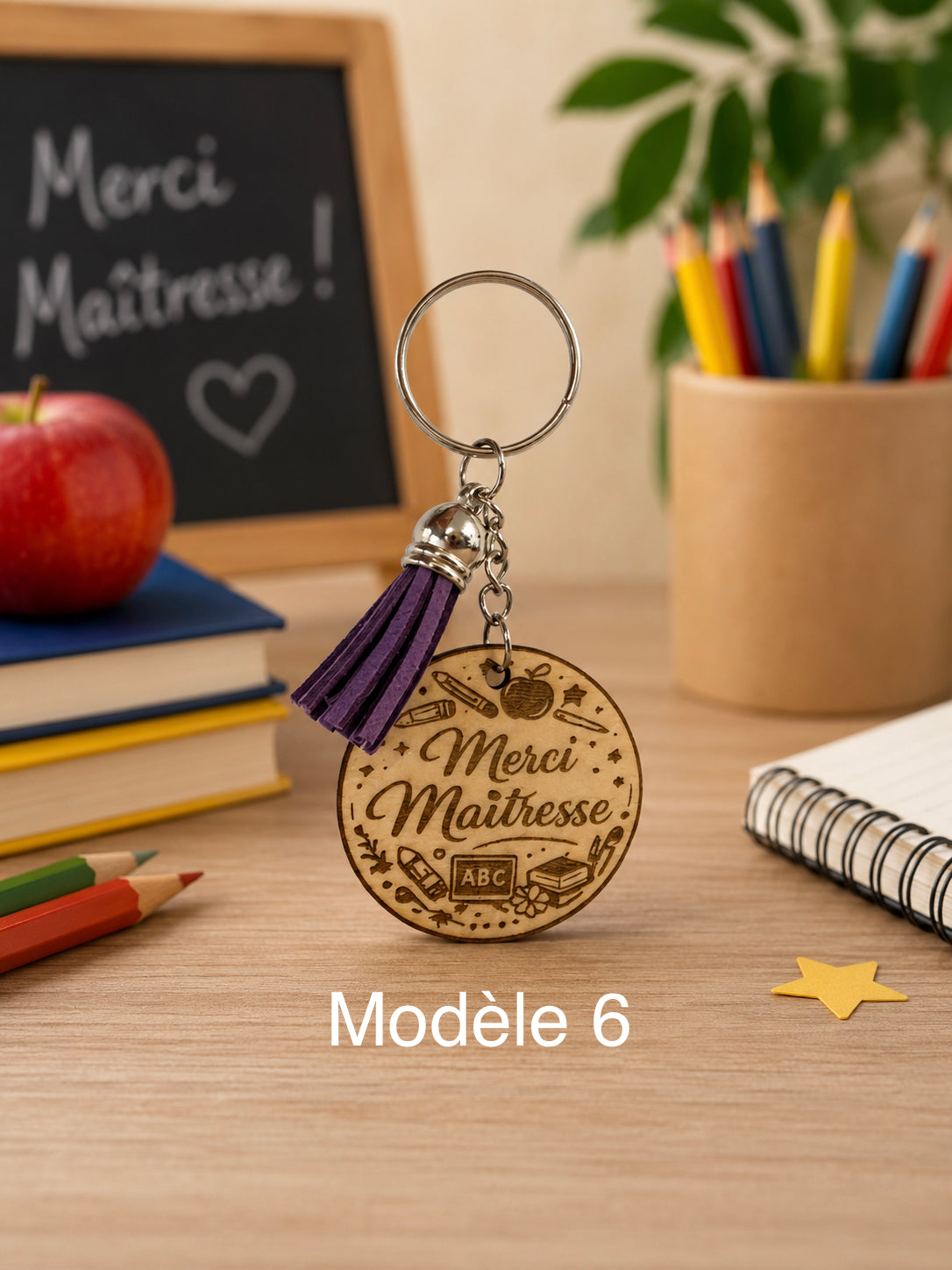 Porte clé personnalisé, cadeau de fin d’année, maîtresse, Atsem, prénom