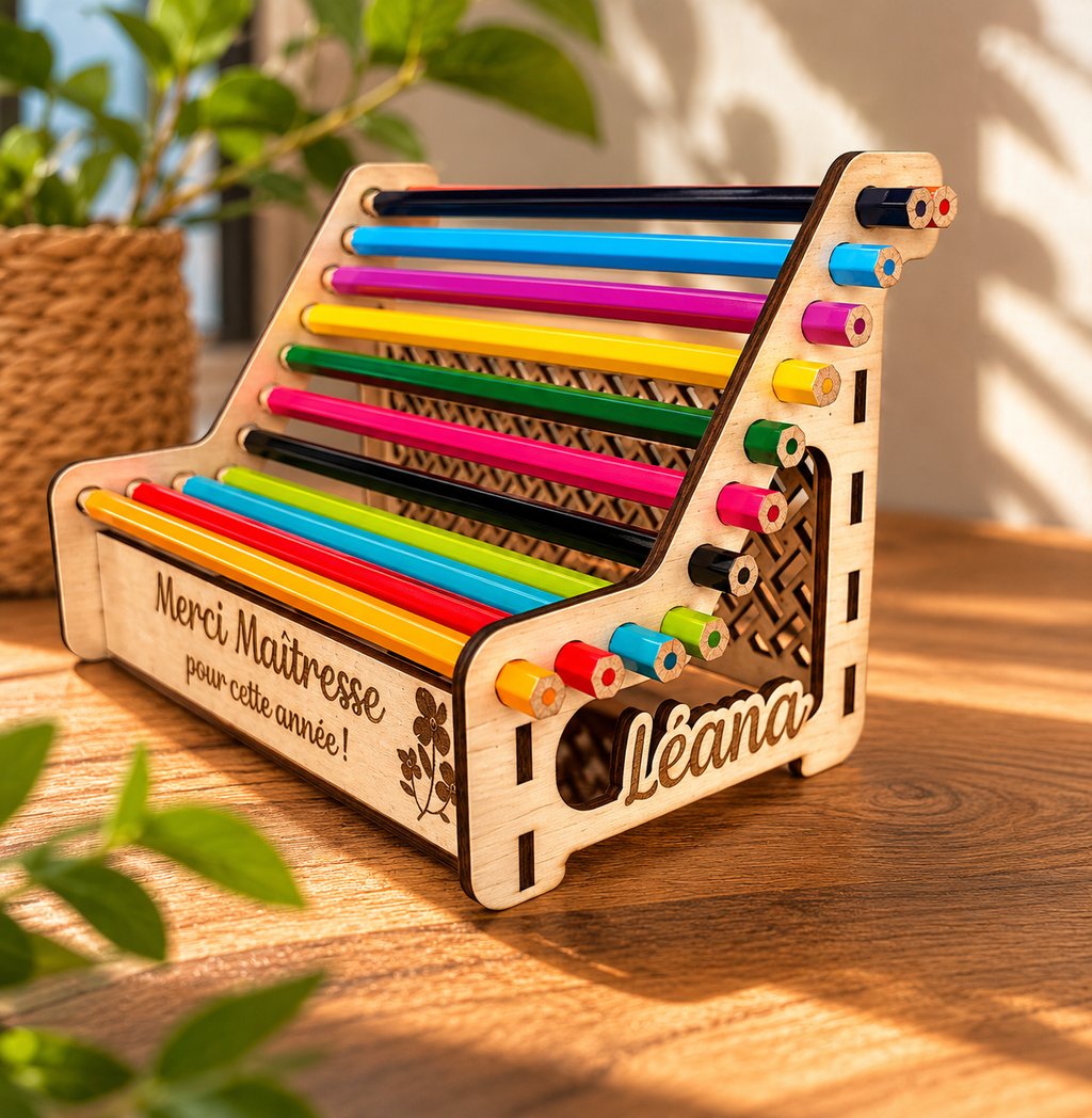 Très beau porte crayons à offrir, cadeau de fin d’année, maîtresse, maître, nounou, Atsem