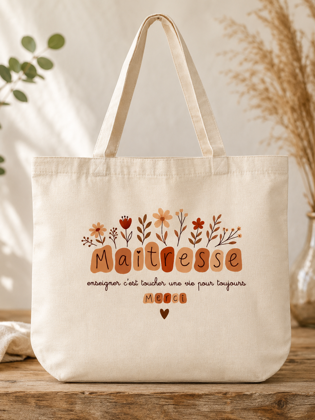 Sac personnalisé pour cadeau de fin d’année, maîtresse, maître, Atsem, nounou