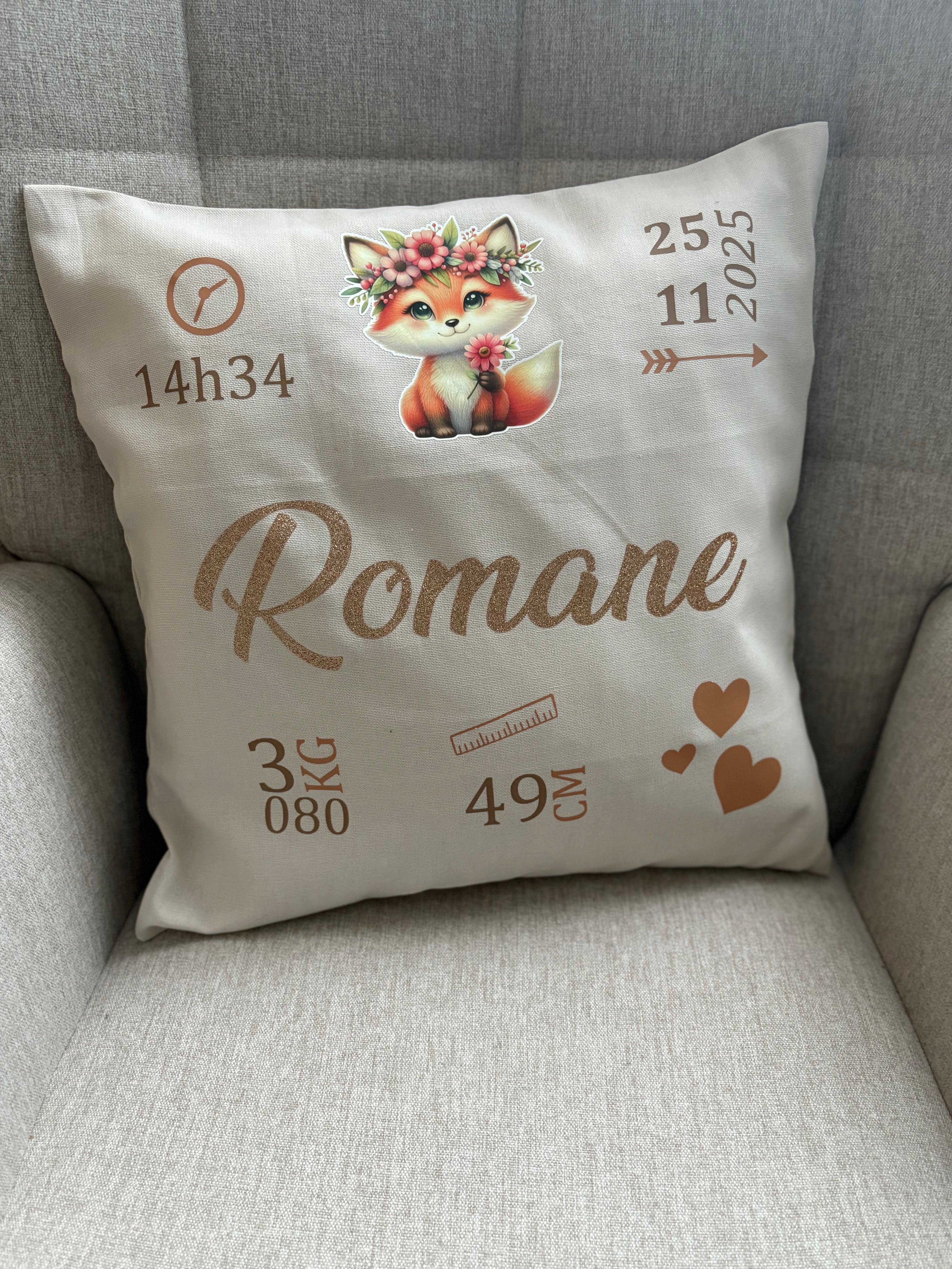 Cojín de nacimiento personalizado