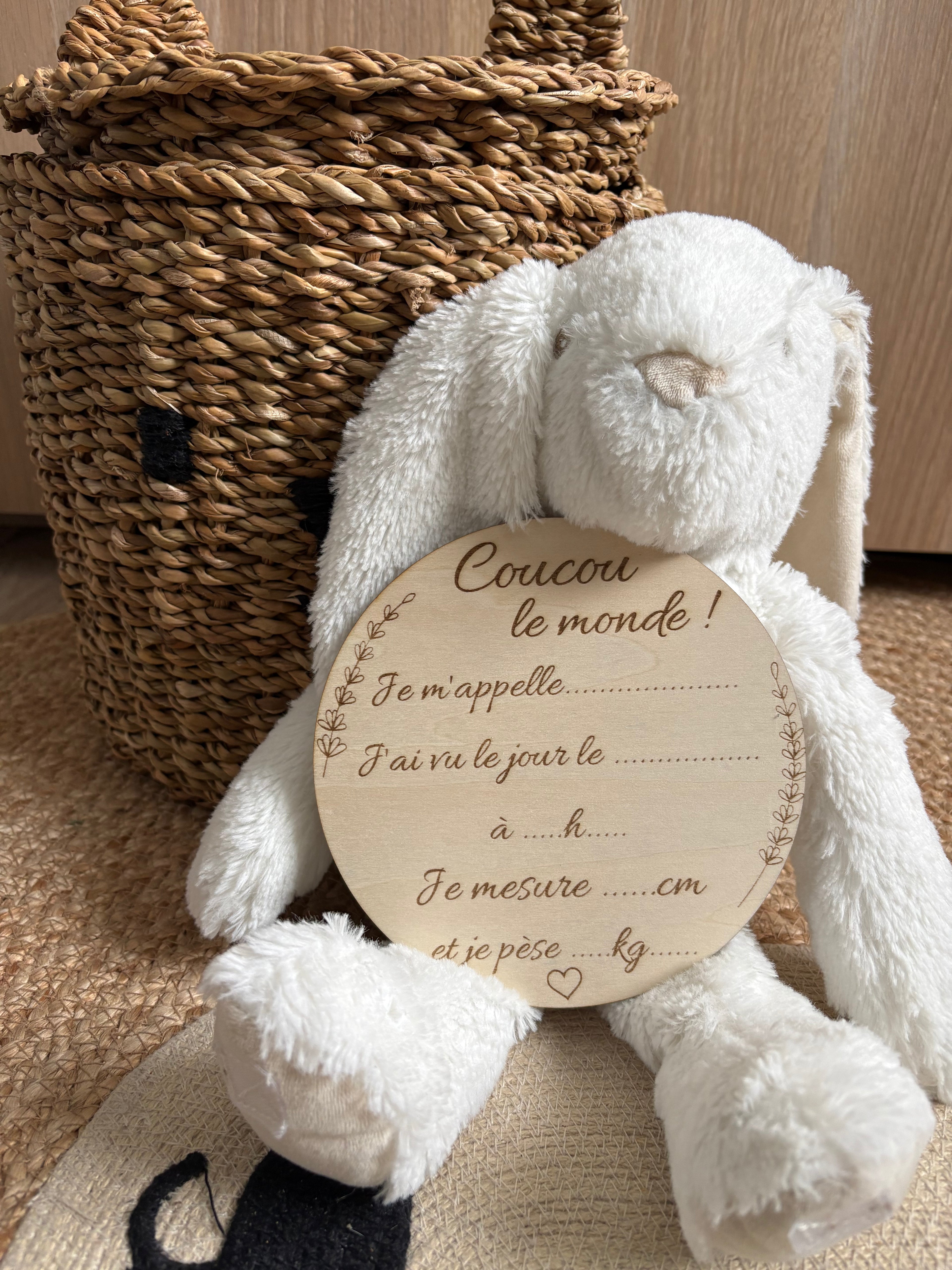 Pancarte de naissance en bois, bienvenue bébé