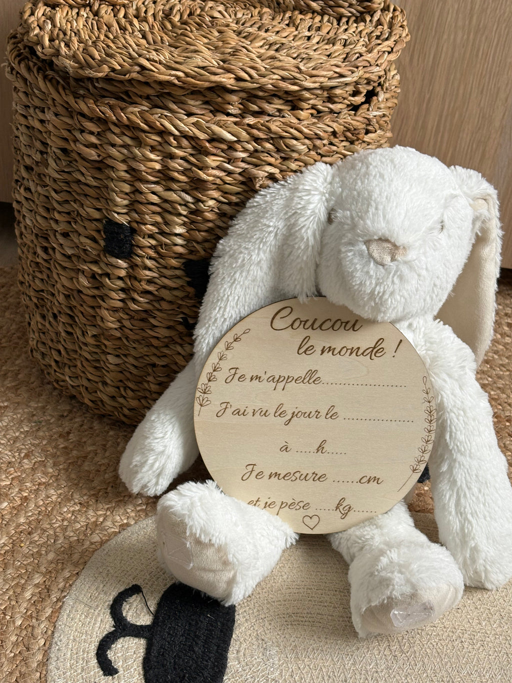 Pancarte de naissance en bois, bienvenue bébé